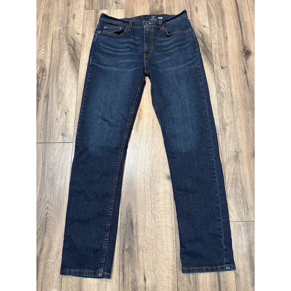 George Slim Fit Mens Dark Wash Jeans 32x32 Durable Stretch Denim Casual Style Ma - Picture 1 of 7